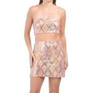 NWOT size 2 top and bottom Caroline Constas 2 piece sequin top and skirt set